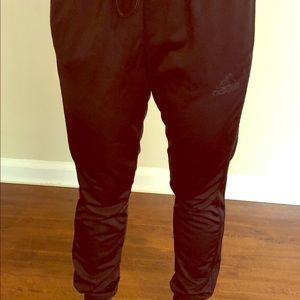 Black drawstring adidas joggers